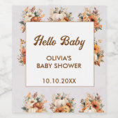 Fall Pumpkin Hello Baby Dusche Weinetikett (Einzelnes Label)
