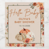 Fall Pumpkin Hello Baby Dusche Weinetikett (Einzelnes Label)