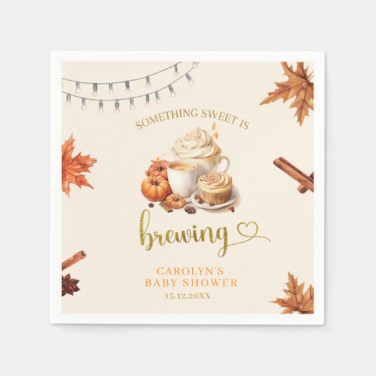 Fall Pumpkin ist Brewing Coffee Verlass Paper Napk Serviette (Vorderseite)