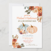 Fall Pumpkin Joint Birthday Siblings Party Einladung (Vorderseite)