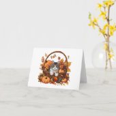 Fall Pumpkin-Körbe mit Niedlichen Katzen Karte (Gelbe Blume)