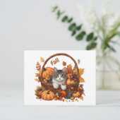 Fall Pumpkin-Körbe mit Niedlichen Katzen Postkarte (Stehend Vorderseite)