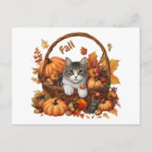 Fall Pumpkin-Körbe mit Niedlichen Katzen Postkarte (Vorderseite)