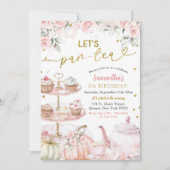 Fall Pumpkin lassen Par-Tea Party Girl's Birthday Einladung (Vorderseite)