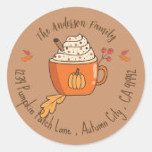 Fall Pumpkin Latte Tasse Rücksendeadresse Stickers (Vorderseite)