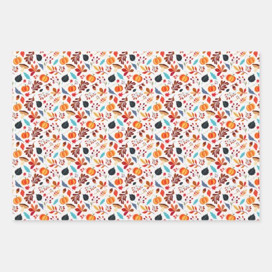 Fall Pumpkin & Leaf Geschenkpapier Set (Vorderseite)