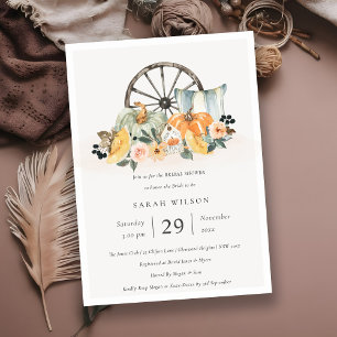 Fall Pumpkin Leafy Floral Brautparty laden Dankeskarte