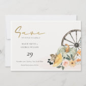 Fall Pumpkin Leafy Floral Save the Date einladen Dankeskarte (Vorderseite)