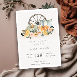 Fall Pumpkin Leafy Floral Save the Date einladen Dankeskarte