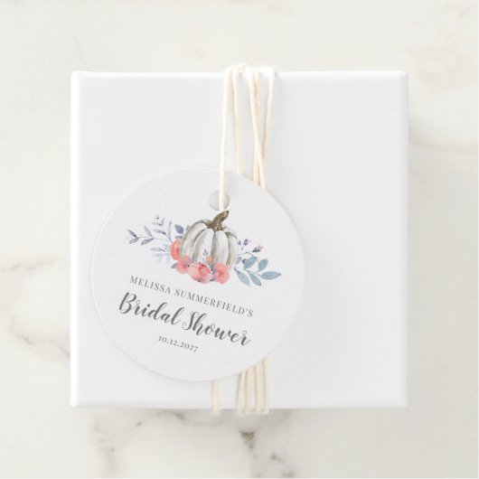 Fall Pumpkin Lilac Rustikales Brautparty Geschenkanhänger (Beispiel)