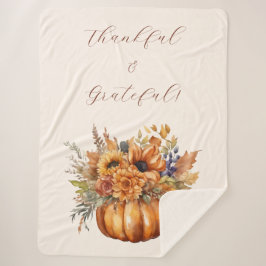 Fall Pumpkin mit Blume dankbar und dankbar- Sherpadecke
