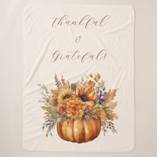 Fall Pumpkin mit Blume dankbar und dankbar- Sherpadecke