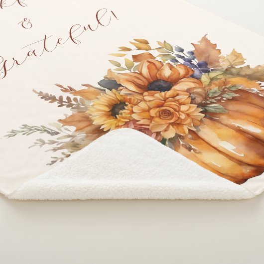 Fall Pumpkin mit Blume dankbar und dankbar- Sherpadecke (3/4)