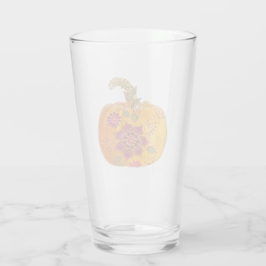 Fall Pumpkin mit Blume Glas (Rückseite)