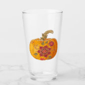 Fall Pumpkin mit Blume Glas (Vorderseite)