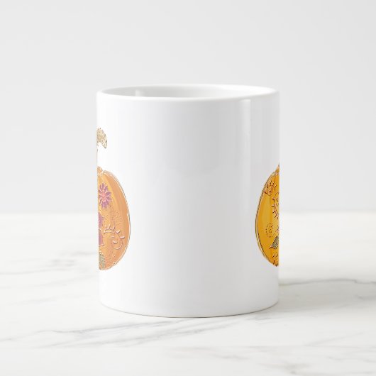 Fall Pumpkin mit Blume Jumbo-Tasse (Vorderseite)