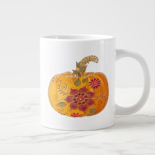 Fall Pumpkin mit Blume Jumbo-Tasse (Rechts)