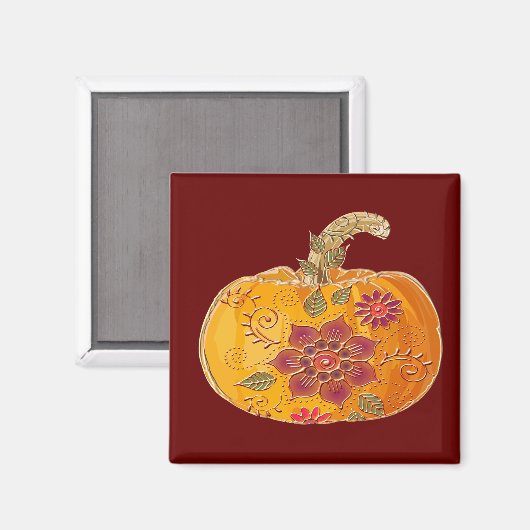 Fall Pumpkin mit Blume Magnet (Vorderseite/Rückseite)