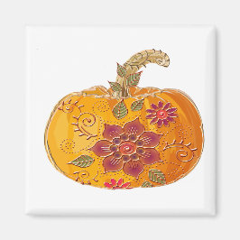 Fall Pumpkin mit Blume Magnet