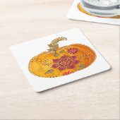 Fall Pumpkin mit Blume Rechteckiger Pappuntersetzer (angewinkelt)