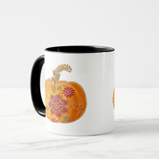 Fall Pumpkin mit Blume Tasse (Vorderseite Links)