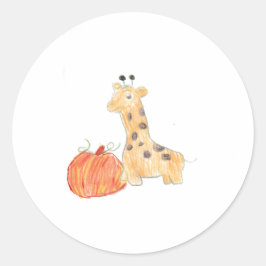 Fall Pumpkin mit Giraffe Runder Aufkleber