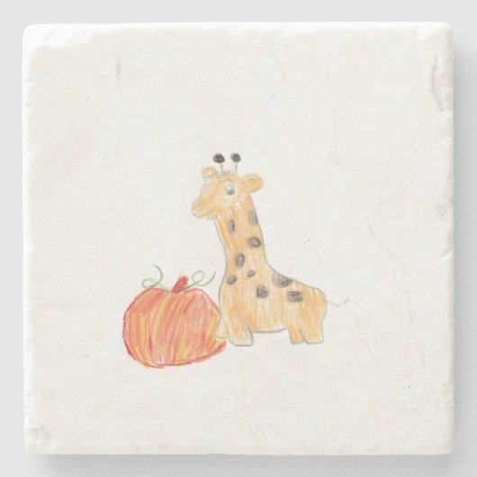 Fall Pumpkin mit Giraffe Steinuntersetzer (Vorderseite)