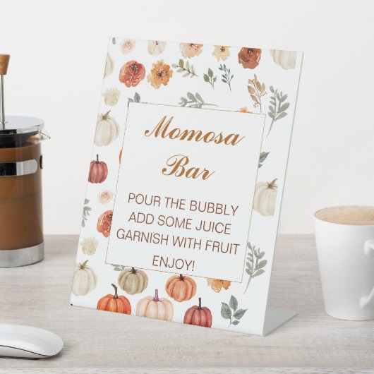 Fall Pumpkin Momosa Bar Bay Duwer Pedestzeichen Sockelschild (In SItu)