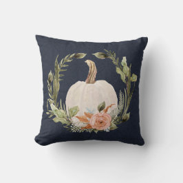 Fall Pumpkin Navy Blauer Pfirsichrost Blumenblätte Kissen