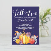 Fall Pumpkin Navy Blue Bridal Dusche Einladung (Stehend Vorderseite)