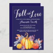 Fall Pumpkin Navy Blue Bridal Dusche Einladung (Vorne/Hinten)