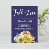 Fall Pumpkin Navy Blue Bridal Dusche Einladung (Stehend Vorderseite)