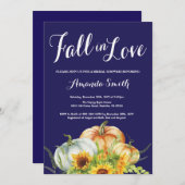Fall Pumpkin Navy Blue Bridal Dusche Einladung (Vorne/Hinten)