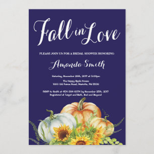 Fall Pumpkin Navy Blue Bridal Dusche Einladung