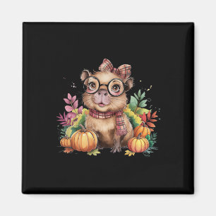 Fall Pumpkin Niedlich Capybyra Herbst Thanksgivin Magnet