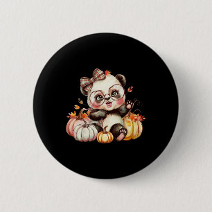 Fall Pumpkin Niedlich Panda Bar Herbst Thanksgiv Button