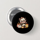 Fall Pumpkin Niedlich Panda Bar Herbst Thanksgiv Button (Vorne & Hinten)