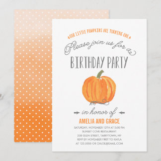 Fall Pumpkin Ombre TWINS Erster Geburtstag Einladu Einladung