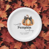 Fall Pumpkin Orange Black Bow Girl Baby Dusche Pappteller