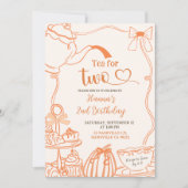 Fall Pumpkin Orange Scribble Hand Drawn Tee für 2 Einladung (Vorderseite)