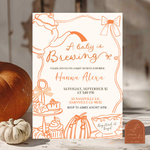 Fall Pumpkin Orange Scribble Hand Drawn Teedusche Einladung