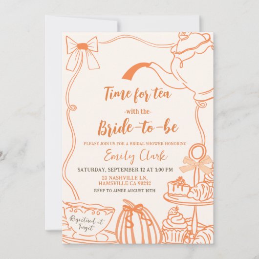 Fall Pumpkin Orange Scribble Hand gezogen nach Einladung (Vorderseite)