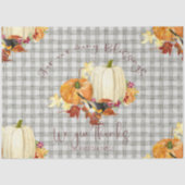 Fall Pumpkin Orange White Leaf Gray Buffalo Karier Seidenpapier (Vorderseite)