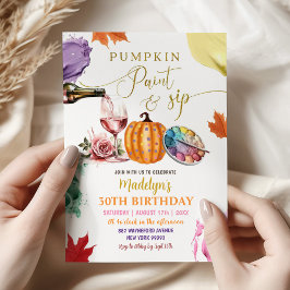 Fall Pumpkin Paint und Sip Birthday Party Einladung