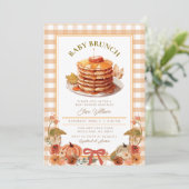 Fall Pumpkin Pancake Baby Duschbrunch Einladung (Stehend Vorderseite)