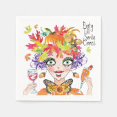 Fall Pumpkin Party bis Santa Comes Paper Napkin Serviette (Vorderseite)
