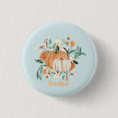 Fall Pumpkin Party Blue Baby Shower, Button (Vorderseite)