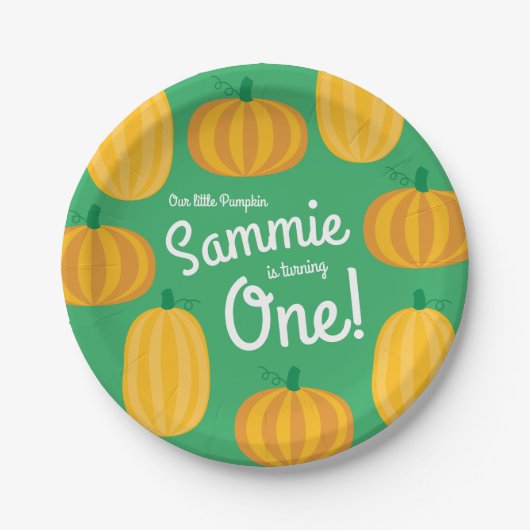 Fall Pumpkin Patch 1 Geburtstag Party Thema Pappteller (Vorderseite)