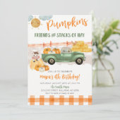 Fall Pumpkin Patch Alter Vintager LKW Geburtstag Einladung (Stehend Vorderseite)