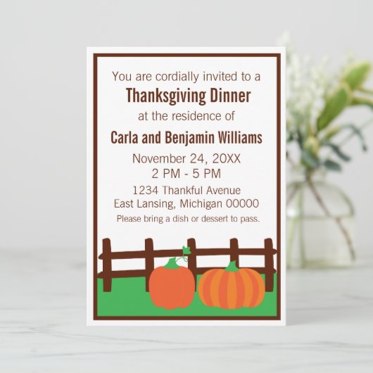 Fall Pumpkin Patch Erntedank laden Einladung (Stehend Vorderseite)